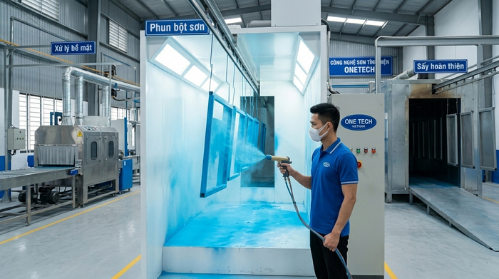 Quy trình sơn tĩnh điện an toàn tại Đà Nẵng Quy trình sơn tĩnh điện gồm xử lý bề mặt, phun bột sơn và sấy hoàn thiện