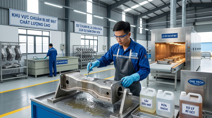 Chuẩn bị bề mặt trước sơn tĩnh điện Chuẩn bị bề mặt trước sơn tĩnh điện cho sản phẩm kim loại tại Đà Nẵng