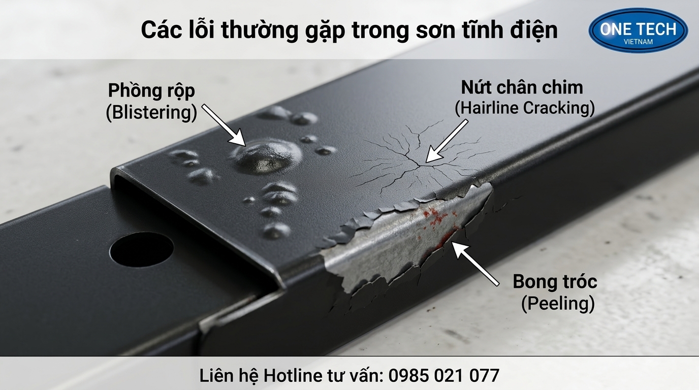 Các dấu hiệu nhận biết sơn tĩnh điện bong tróc Dấu hiệu sơn tĩnh điện bong tróc phồng rộp nứt chân chim