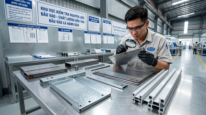 Kiểm tra đầu vào trong quy trình sơn tĩnh điện Đà Nẵng Kiểm tra vật liệu kim loại trước khi đưa vào dây chuyền sơn tĩnh điện