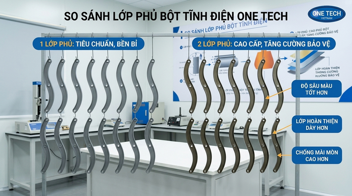 Khi nào nên phun sơn tĩnh điện 2 lớp tại Đà Nẵng So sánh sơn tĩnh điện một lớp và phun sơn tĩnh điện hai lớp