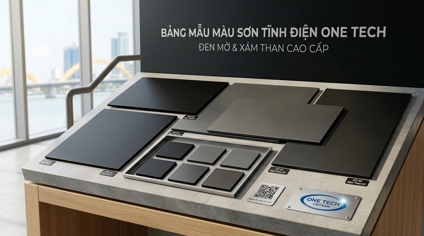 Mẫu sơn tĩnh điện màu đen mờ và xám than cho nội thất tại Đà Nẵng