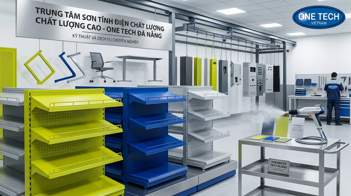 Ứng dụng sơn tĩnh điện OneTech Đà Nẵng cho giá kệ và khung kim loại