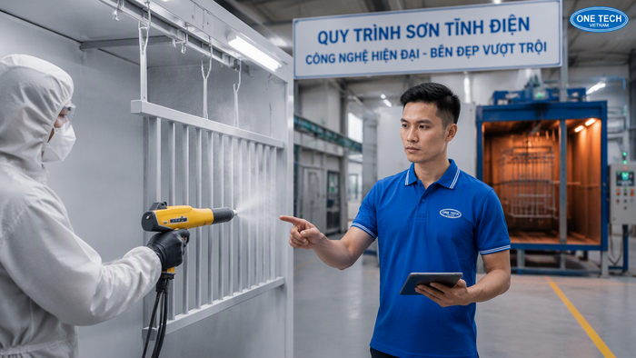 Quy trình phun sơn tĩnh điện tại Đà Nẵng Quy trình phun sơn tĩnh điện tại Đà Nẵng cho sản phẩm kim loại