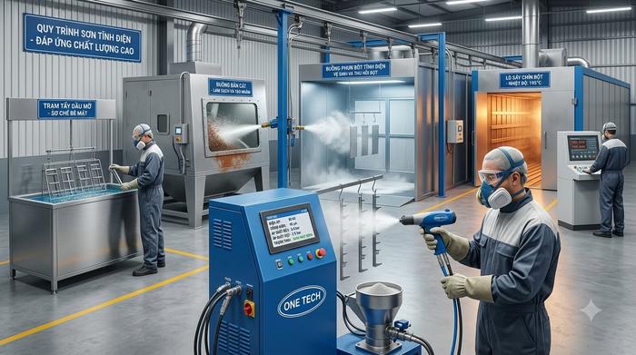 Xử lý bề mặt trước khi phun sơn tĩnh điện Xử lý bề mặt kim loại trước khi phun sơn tĩnh điện