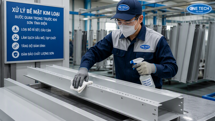 Xử lý bề mặt trước khi phun sơn tĩnh điện Xử lý gỉ sét và dầu mỡ trước khi phun sơn tĩnh điện