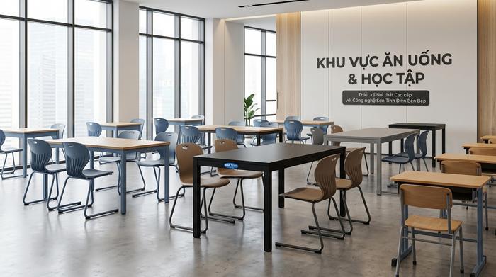 Sơn tĩnh điện bàn ghế nhà hàng trường học Bàn ghế nhà hàng và trường học được sơn tĩnh điện