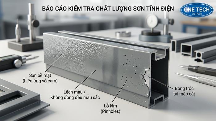 Các lỗi thường gặp khi sơn tĩnh điện nhôm kính như sần bề mặt và lệch màu