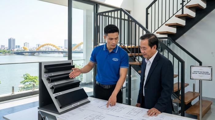 OneTech sơn tĩnh điện cầu thang Đà Nẵng OneTech tư vấn sơn tĩnh điện cầu thang Đà Nẵng cho nhà phố và công trình