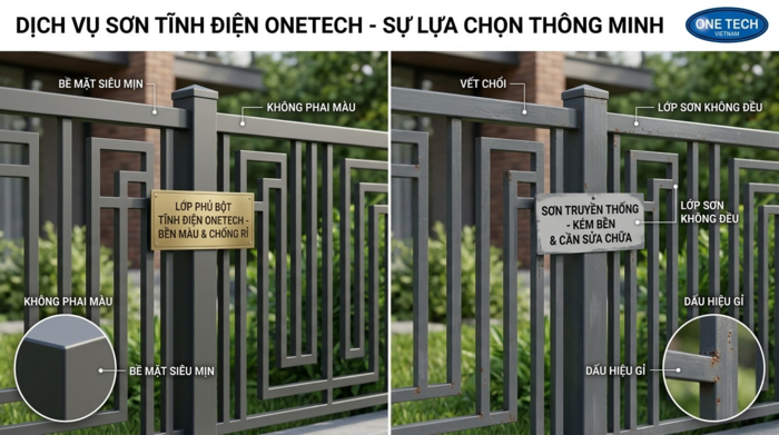 Sơn tĩnh điện hay sơn truyền thống cho hàng rào Đà Nẵng So sánh sơn tĩnh điện và sơn truyền thống cho hàng rào kim loại
